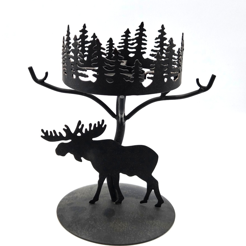 Moose Tealight‎ Candleholder Rustic Black Metal PartyLite Farmhouse Decor